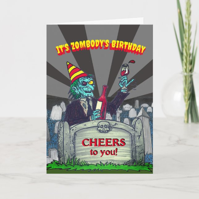 Birthday Zombie CHEERS! Card (Front)