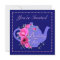 Birthdayl Tea Invitations Teapot and Pink Flowers