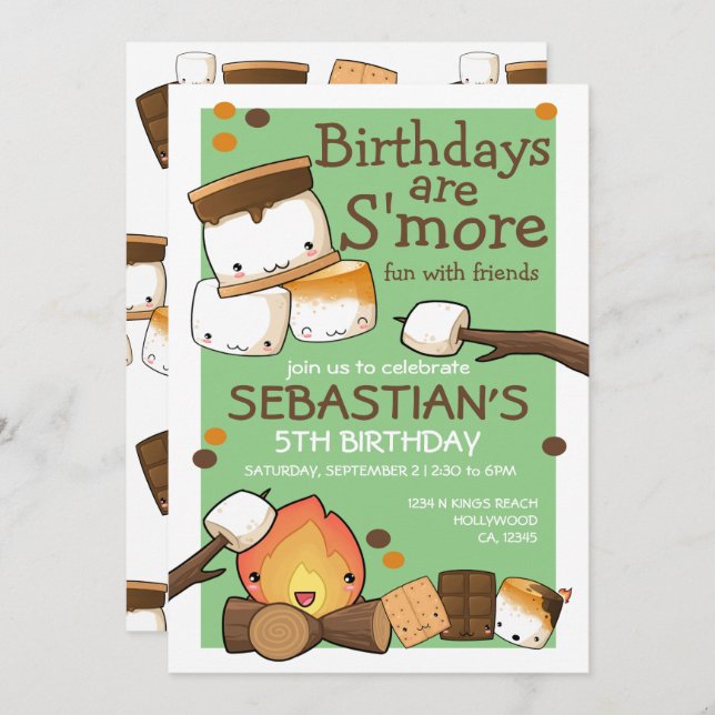 Birthdays are more fun with friends marshmallow invitation (Front/Back)