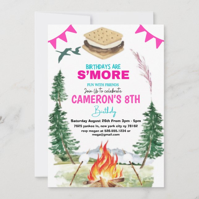 Birthdays Are S'more Fun Different Invitation Card (Front)
