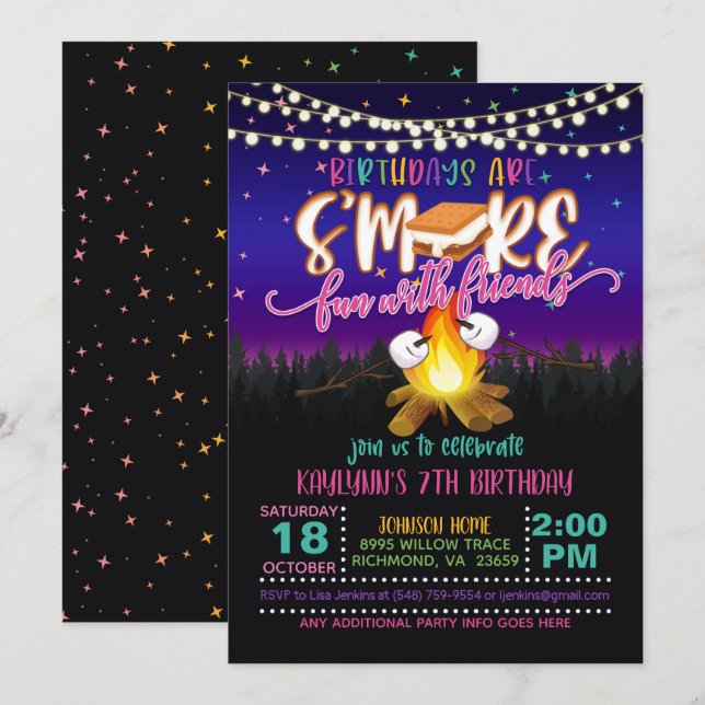 Birthdays Are S'more Fun with Friends Invitation G (Front/Back)