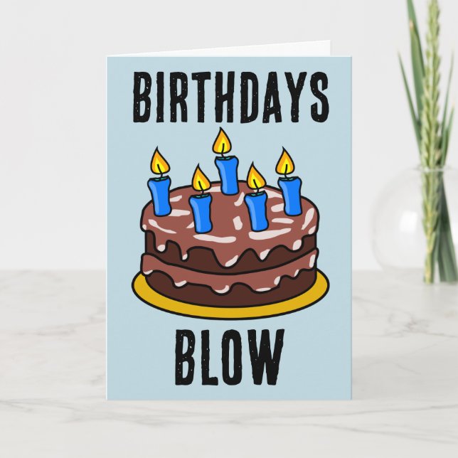 BIRTHDAYS BLOW FUNNY CAKE GREETING CARD (Front)