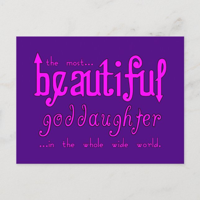 Birthdays Christmas Parties Beautiful Goddaughter Postcard (Front)