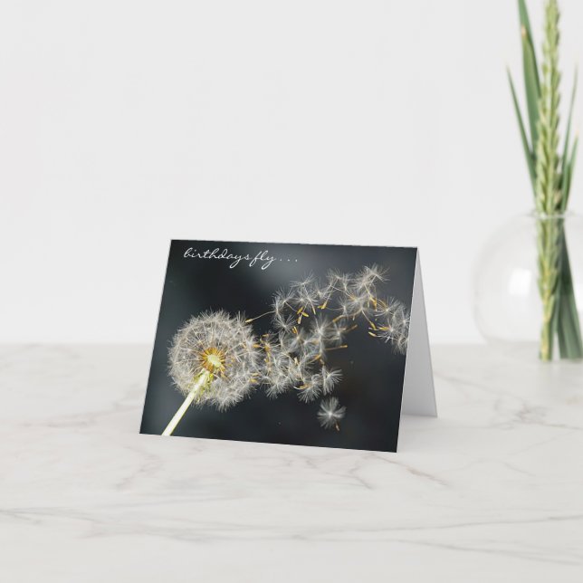 "Birthdays Fly" Dandelion Birthday Card (Front)