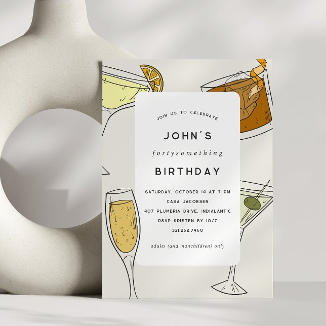 Birthdaysomething | Adult Birthday Cocktail Party Invitation (Classic cocktail birthday party invitations with a clean look.)
