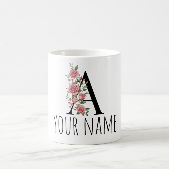 BirthFlower Monogram Letter  Name Mug (Center)