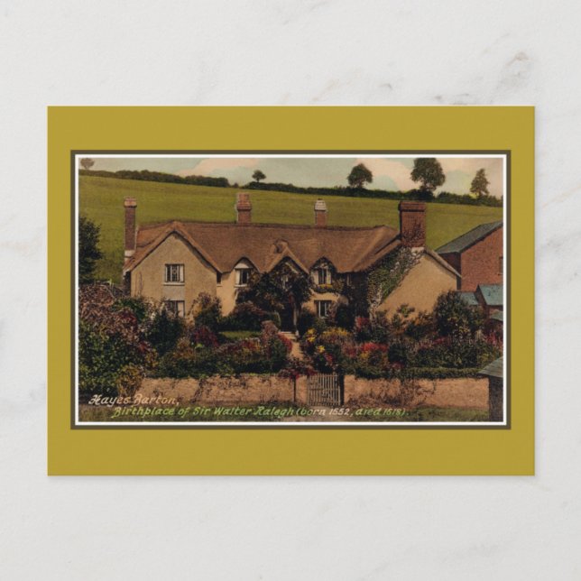 Birthplace of Sir Walter Raleigh, Hayes Barton Postcard (Front)