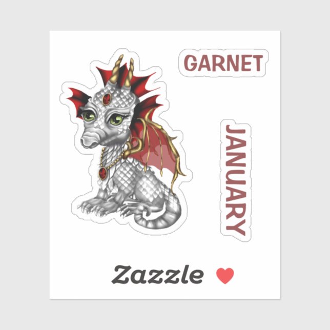 Birthstone Baby Dragon January Garnet (Sheet)