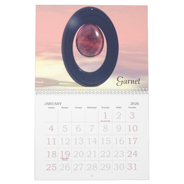Birthstone Calendar  2008 (Jan 2026)