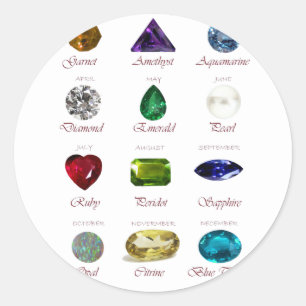 Birthstone Chart Classic Round Sticker