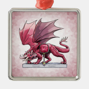 Birthstone Dragon - January Garnet Metal Tree Decoration