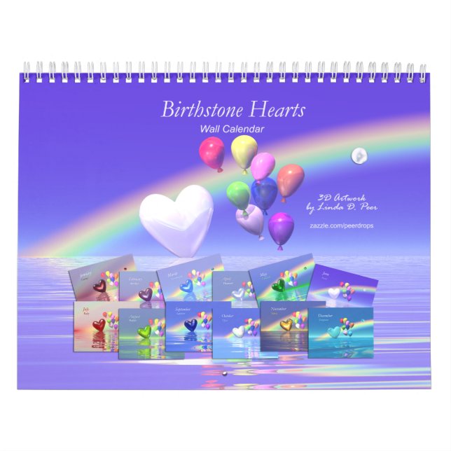 Birthstone Hearts and Balloons Calendar (Cover)