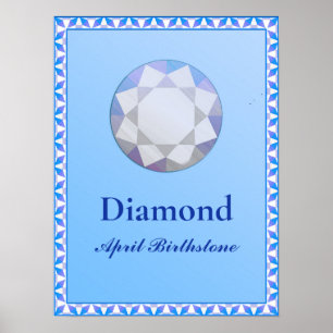 Birthstone Illustration for April - Diamond    Poster