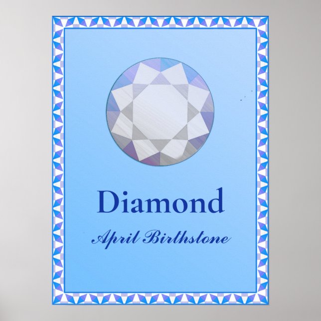 Birthstone Illustration for April - Diamond    Poster (Front)