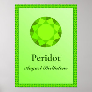 Birthstone Illustration for August- Peridot Poster
