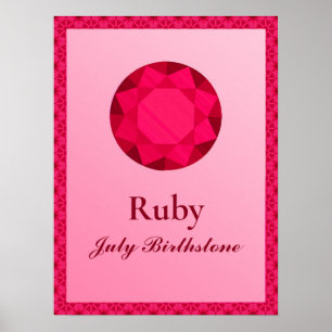 Birthstone Illustration for July - Ruby Poster