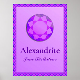 Birthstone Illustration for June - Alexandrite  Po Poster