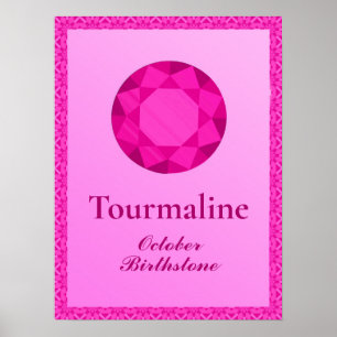 Birthstone Illustration for October - Tourmaline Poster
