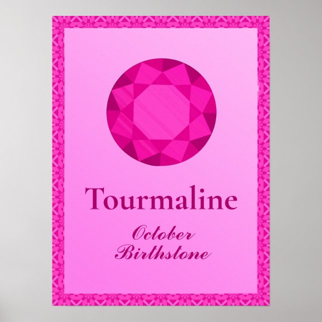 Birthstone Illustration for October - Tourmaline Poster (Front)