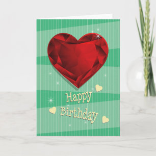 Birthstone January Red Garnet Heart Birthday Card