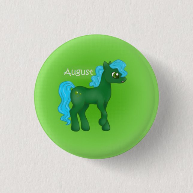Birthstone Pony- August/Peridot 3 Cm Round Badge (Front)