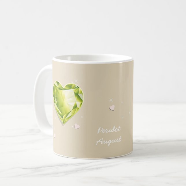 Birthstones August Olive Green Peridot Heart Coffee Mug (Front Left)