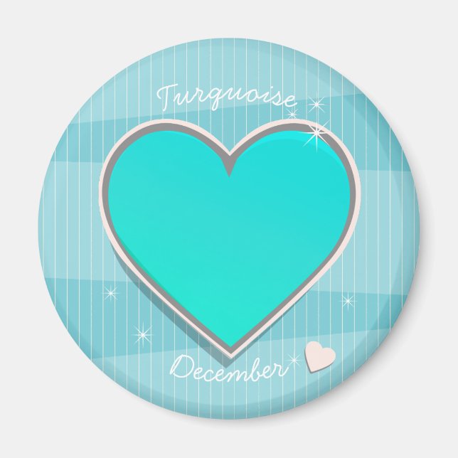 Birthstones December Turquoise blue Heart Magnet (Front)