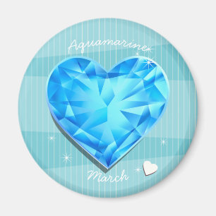 Birthstones March Aquamarine blue Heart Magnet