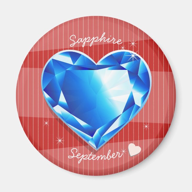 Birthstones September Sapphire Blue Heart Magnet (Front)
