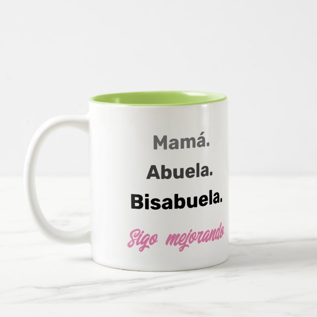 Bisabuela Pregnancy Announcement Two-Tone Coffee Mug (Left)