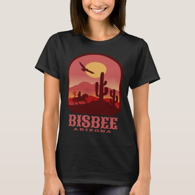 Bisbee Arizona Cacti and Sunset T-Shirt (Front)