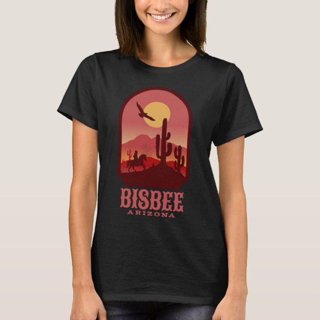 Bisbee Arizona Cacti and Sunset T-Shirt (Front)