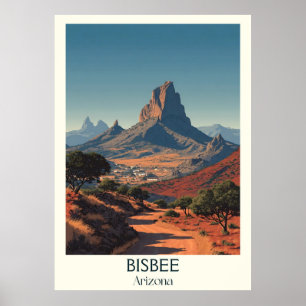 Bisbee Arizona Retro Travel Poster   Vintage Mount