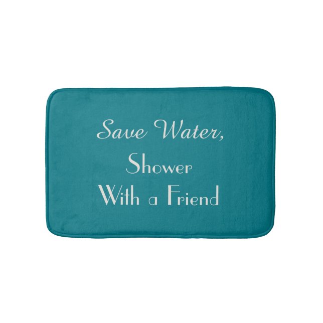 Biscay Bay Blue Save Water Funny Plush Bath Mat (Front)