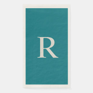 Biscay Bay Blue Trendy Monogrammed Paper Guest Napkin