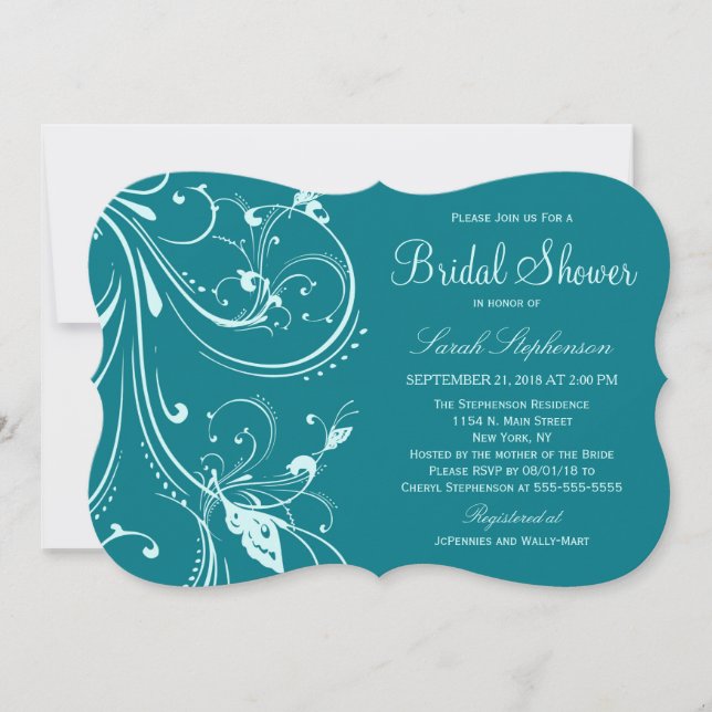 Biscay Bay & Mint Swirls & Butterflies Invitation (Front)