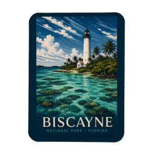 Biscayne National Park Florida Modern Woodblock Magnet