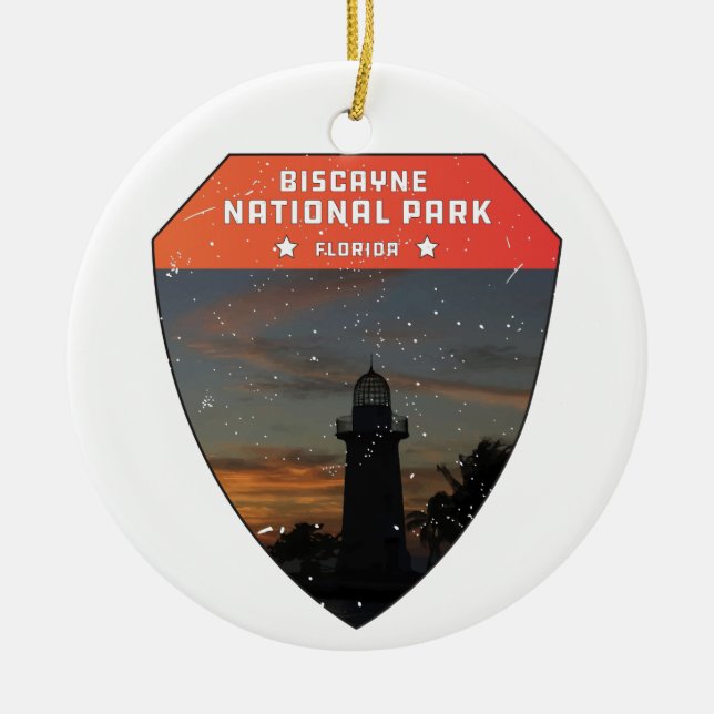 Biscayne National Park lighthouse Florida Ceramic Tree Decoration (Front)