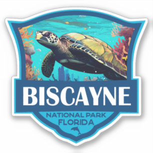 Biscayne National Park Turtle Illustration Retro