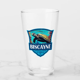 Biscayne National Park Turtle Illustration Retro Glass