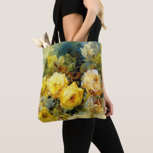 Bischoff - Roses (yellow), fine art painting, Tote Bag