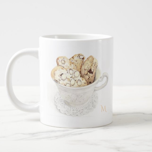 BISCOTTI Big White Mug + Initial (Left)