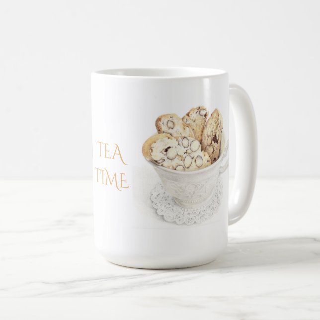 BISCOTTI "TEA TIME" White Tall Mug (Front Right)