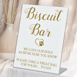 Biscuit Bar Chic Gold Pet Dog Treat Wedding Favour Pedestal Sign