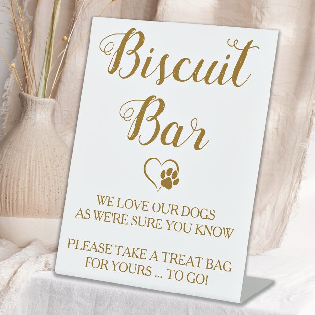 Biscuit Bar Chic Gold Pet Dog Treat Wedding Favour Pedestal Sign (Creator Uploaded)