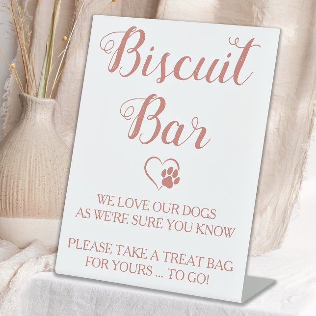 Biscuit Bar Rose Gold Pet Dog Treat Wedding Favor Pedestal Sign (Creator Uploaded)