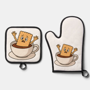 Biscuit in Trouble Inside a Coffee Cup Oven Mitt & Pot Holder Set