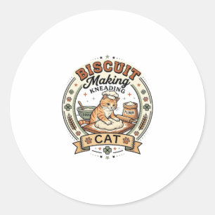 Biscuit Making Kneading Cat Biscuit Making Kneadin Classic Round Sticker