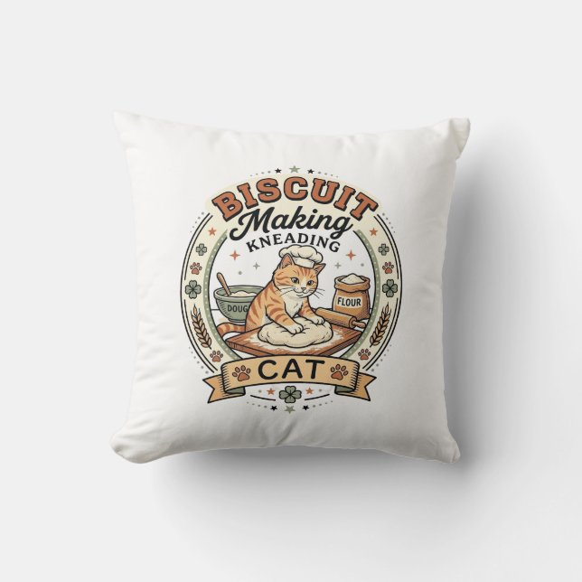 Biscuit Making Kneading Cat Biscuit Making Kneadin Cushion (Front)