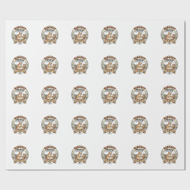 Biscuit Making Kneading Cat Biscuit Making Kneadin Wrapping Paper (Flat)